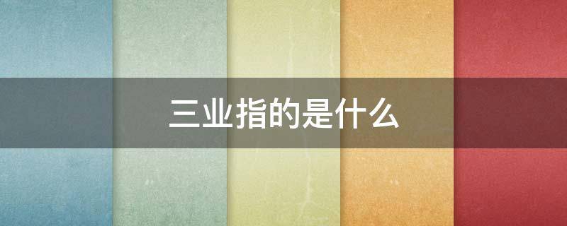 三业指的是什么（三业指的是什么产业就业）