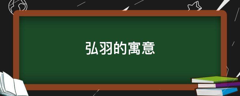 弘羽的寓意（宏羽的含义是什么）