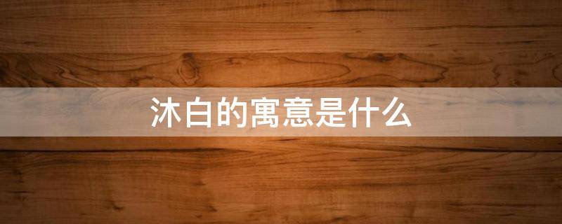 沐白的寓意是什么 沐白的寓意是什么啊