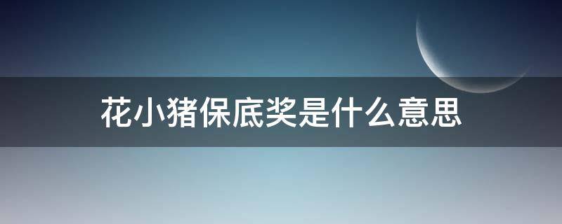 花小猪保底奖是什么意思 花小猪保底收入是啥意思