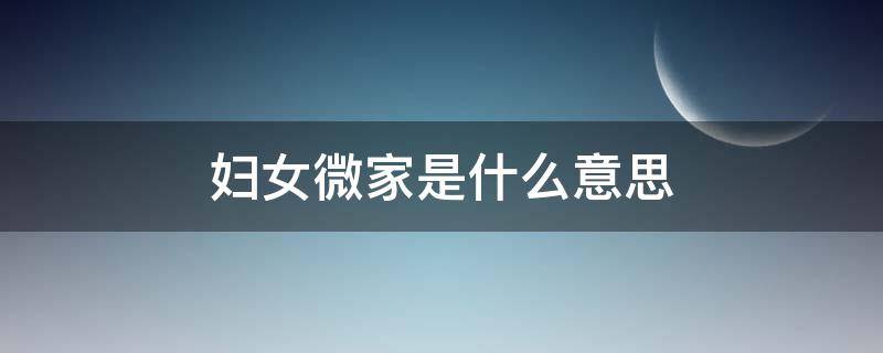 妇女微家是什么意思（什么是妇女微家,一分钟告诉你）